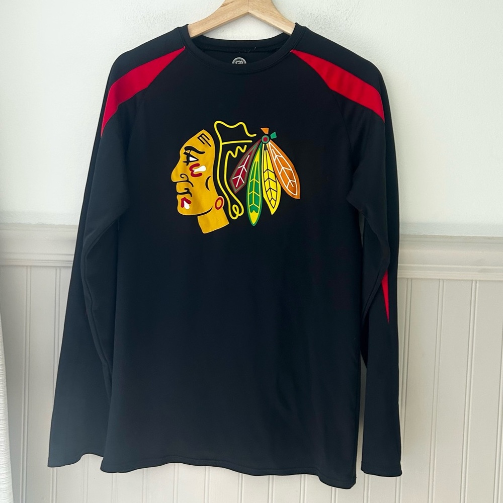 NHL Chicago Blackhawks Hockey Long Sleeve Black Shirt Size Small